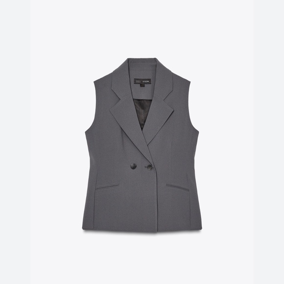 Zara grey double breasted vest NWOT - Picture 1 of 6